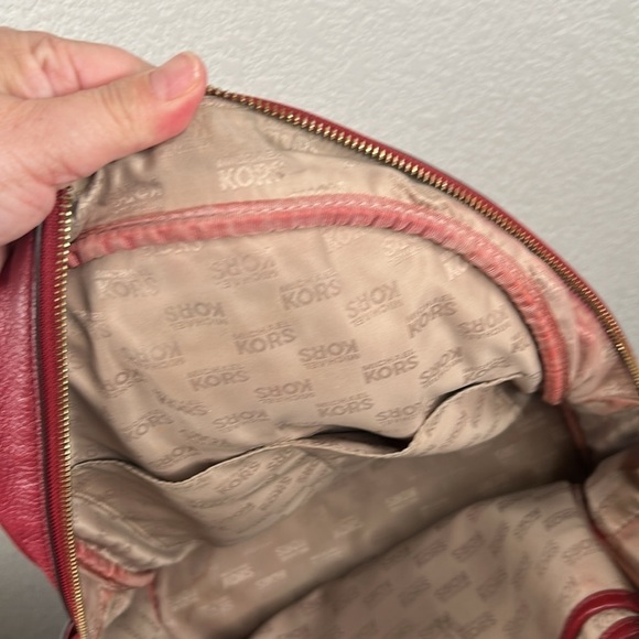 Michael‎ Kors Burgundy Pebble Classic Leather Backpack